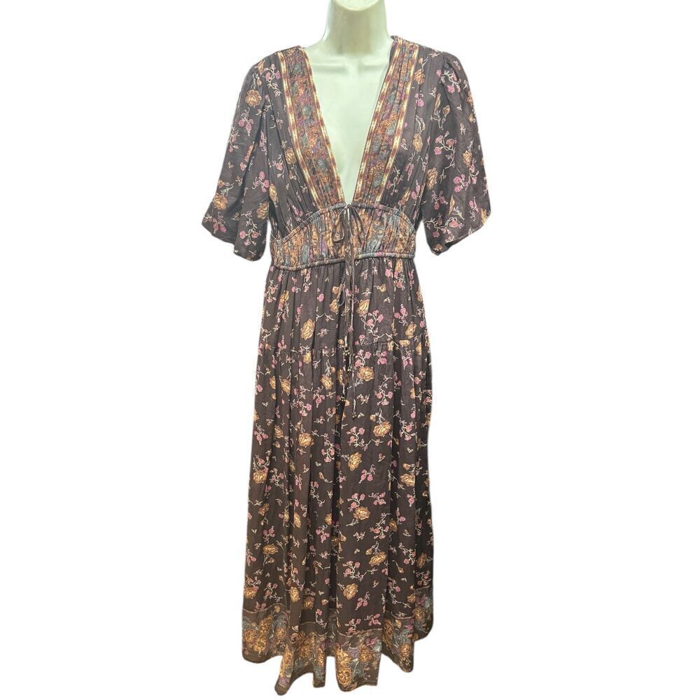 Free People Lysette Maxi Dress in Brown Print NWOT Size Small - Picture 4 of 8
